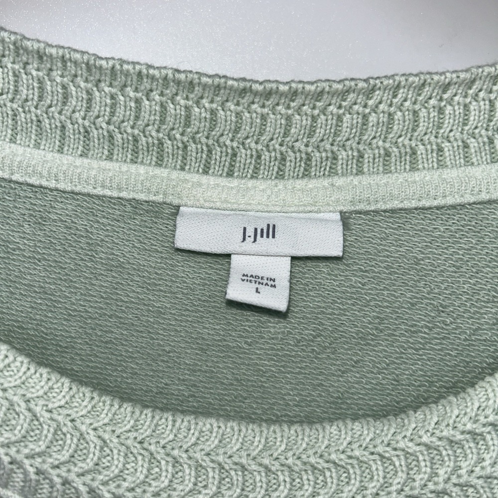 J. Jill Womens Sweater Sz L Mint Green Relaxed Casual Drop Shoulder Cotton Boat - Picture 2 of 8